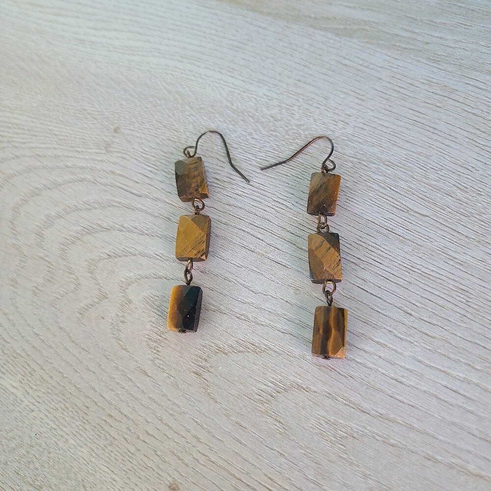 Tiger's Eye Dangling Earrings
